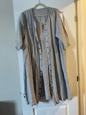 Linen by MN Dress in Black and White checks